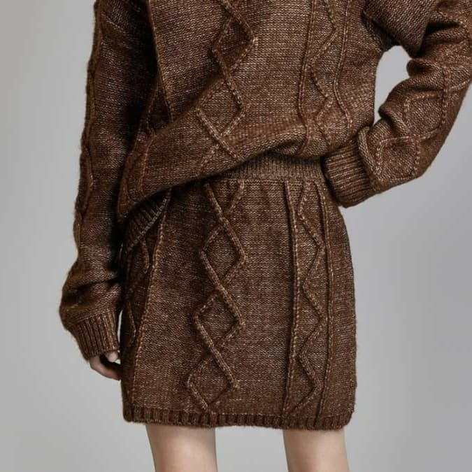 ブルベ夏/ブルベ冬服 ケーブル編みニットスカート