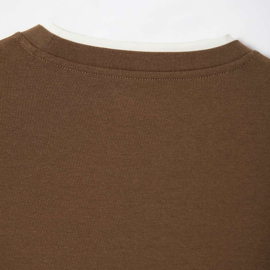 ブルベ夏/ブルベ冬服 重ね着風ラウンドネック長袖トップス