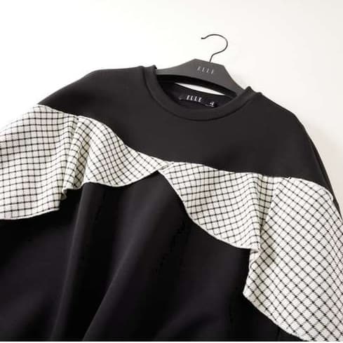 ブルベ夏/ブルベ冬服 チェック柄フリルデザインプルオーバー
