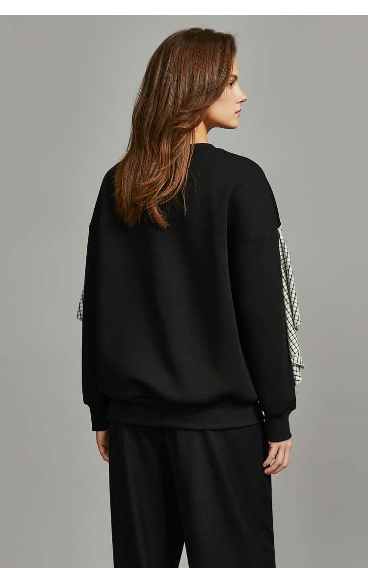 ブルベ夏/ブルベ冬服 チェック柄フリルデザインプルオーバー