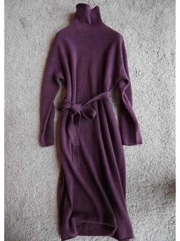 ブルベ冬服 ウエストベルト タートルネックワンピース