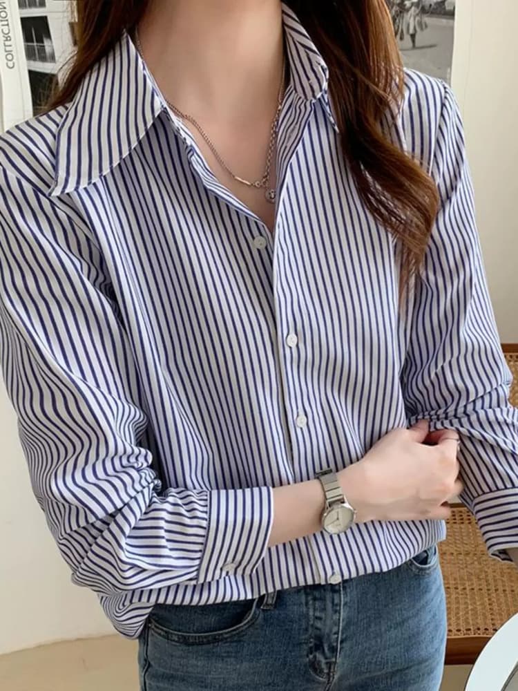 ブルベ夏/ブルベ冬服 ストライプ シャツ