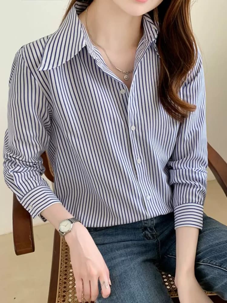 ブルベ夏/ブルベ冬服 ストライプ シャツ