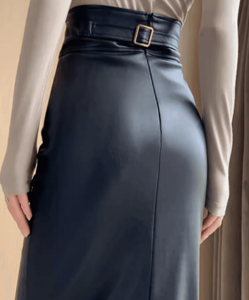 ブルベ冬服 ハイウエスト レザースカート