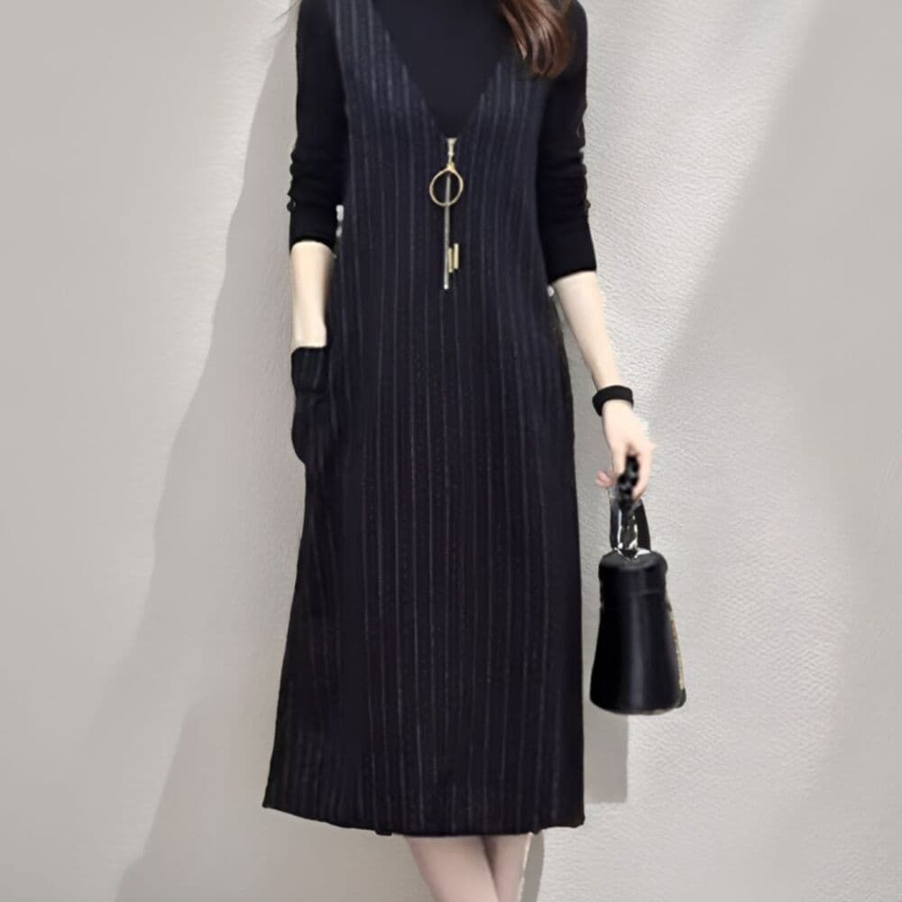 ブルベ冬服 ファスナー付き ピンストライプジャンパースカート