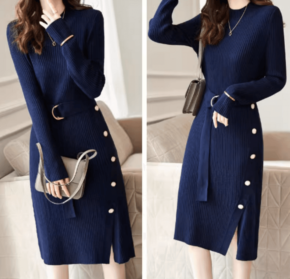 ブルベ冬服 ニットロングワンピース