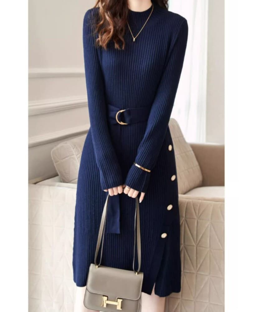 ブルベ冬服 ニットロングワンピース