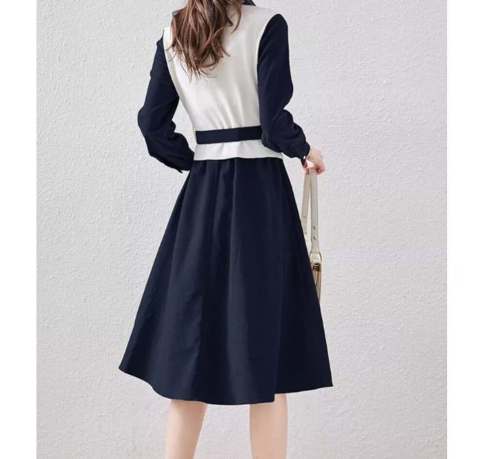 ブルベ夏/ブルベ冬服 ベルト付きレイヤードワンピース