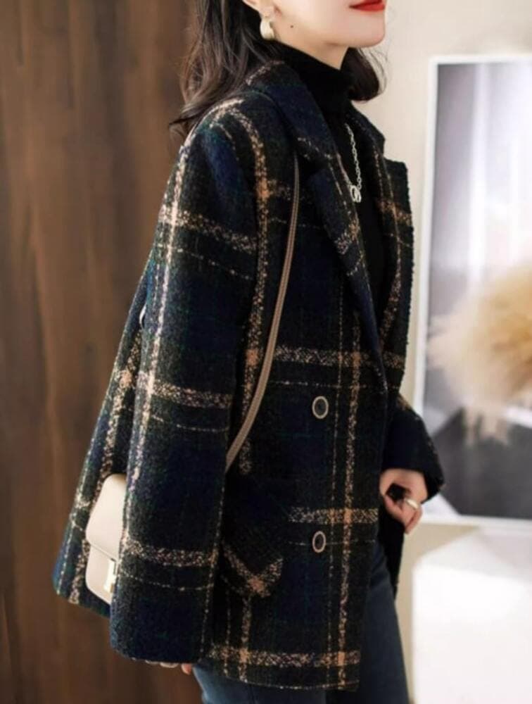 ブルベ冬服 ウール チェック柄コートジャケット