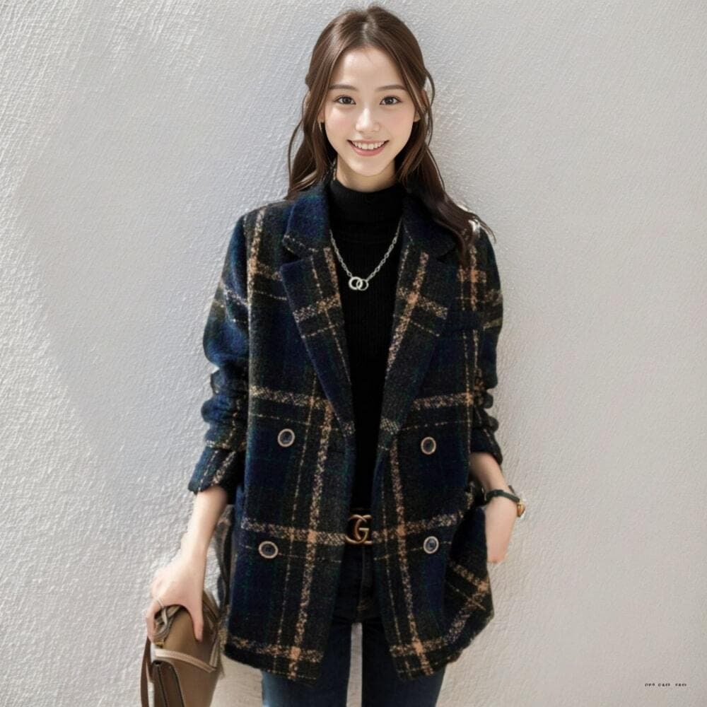 ブルベ冬服 ウール チェック柄コートジャケット