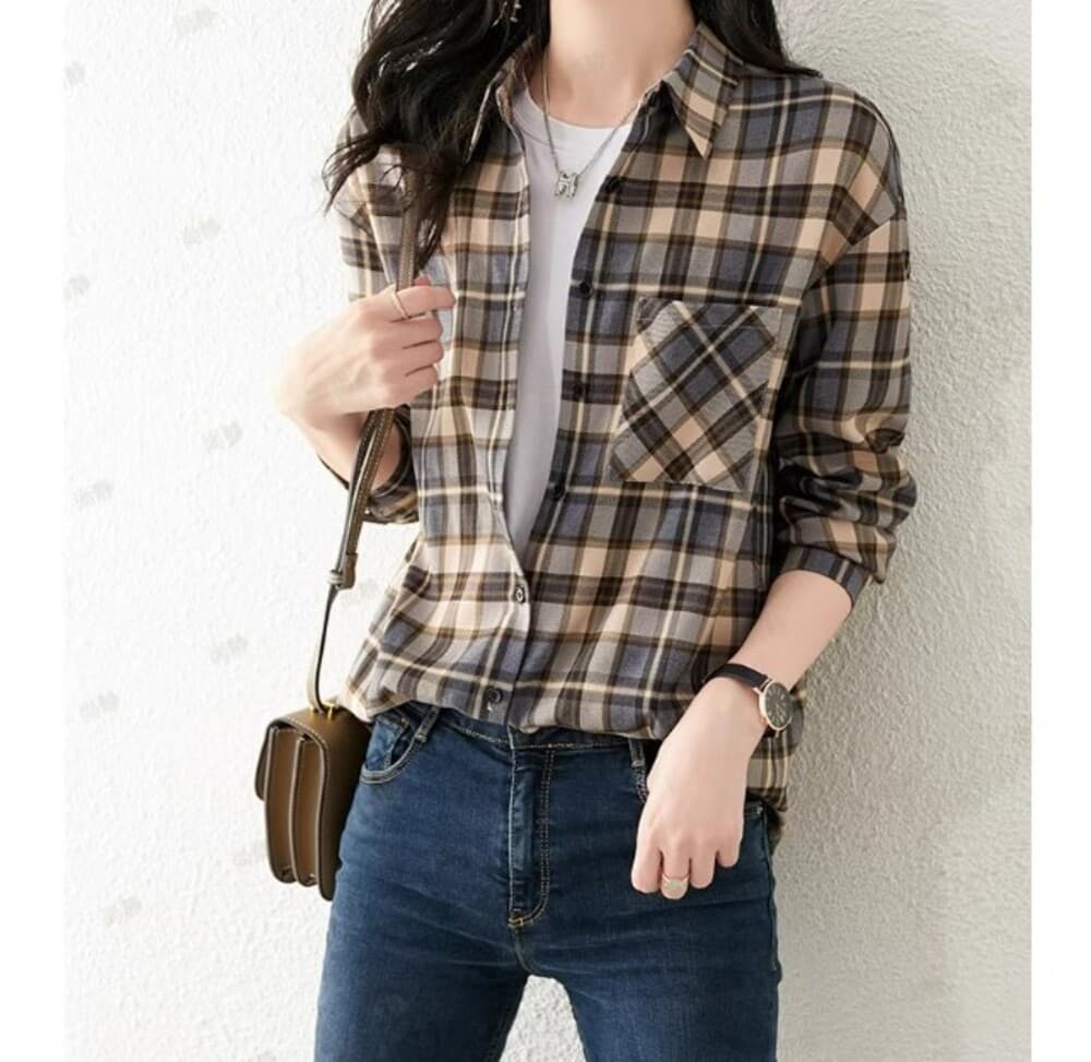 ブルベ夏服 チェック柄シャツ