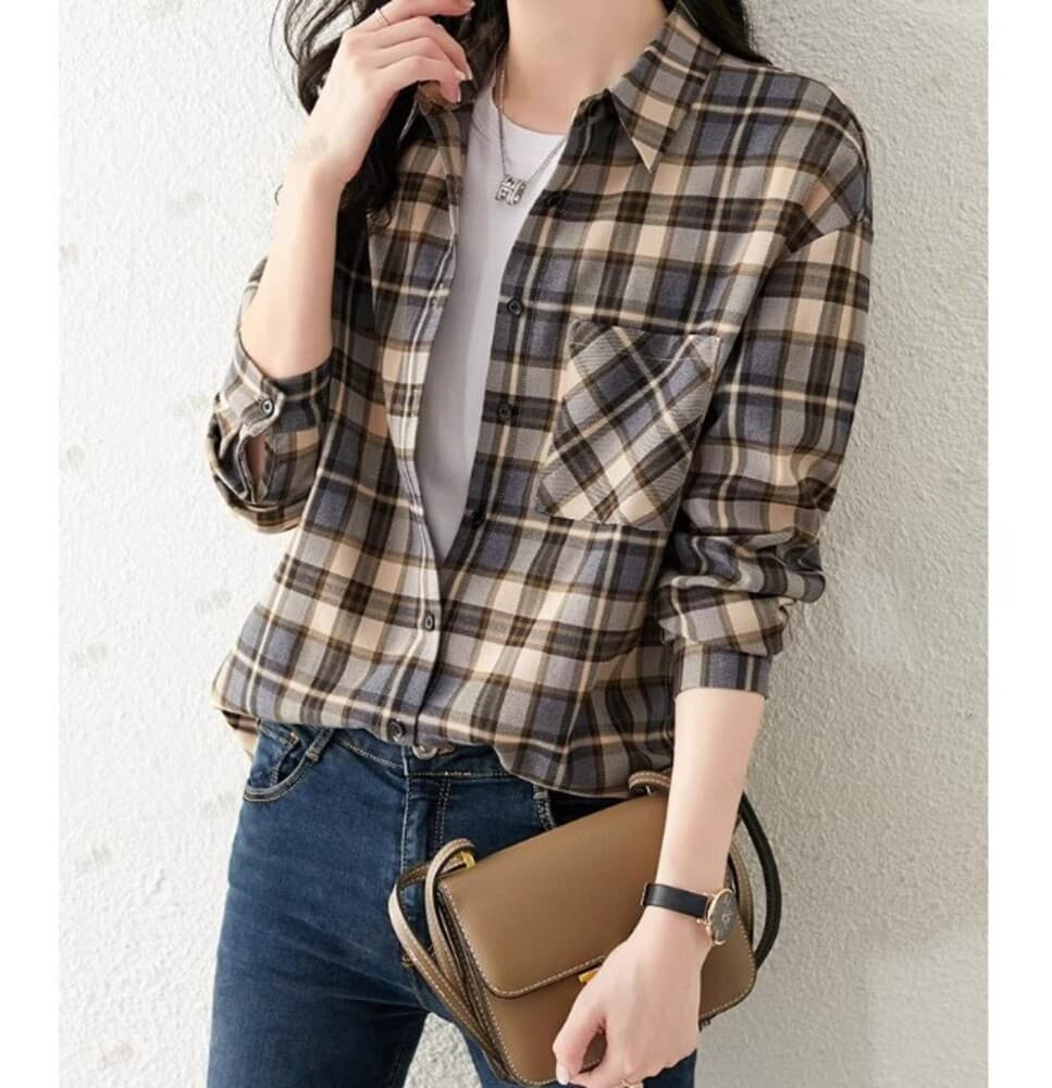ブルベ夏服 チェック柄シャツ