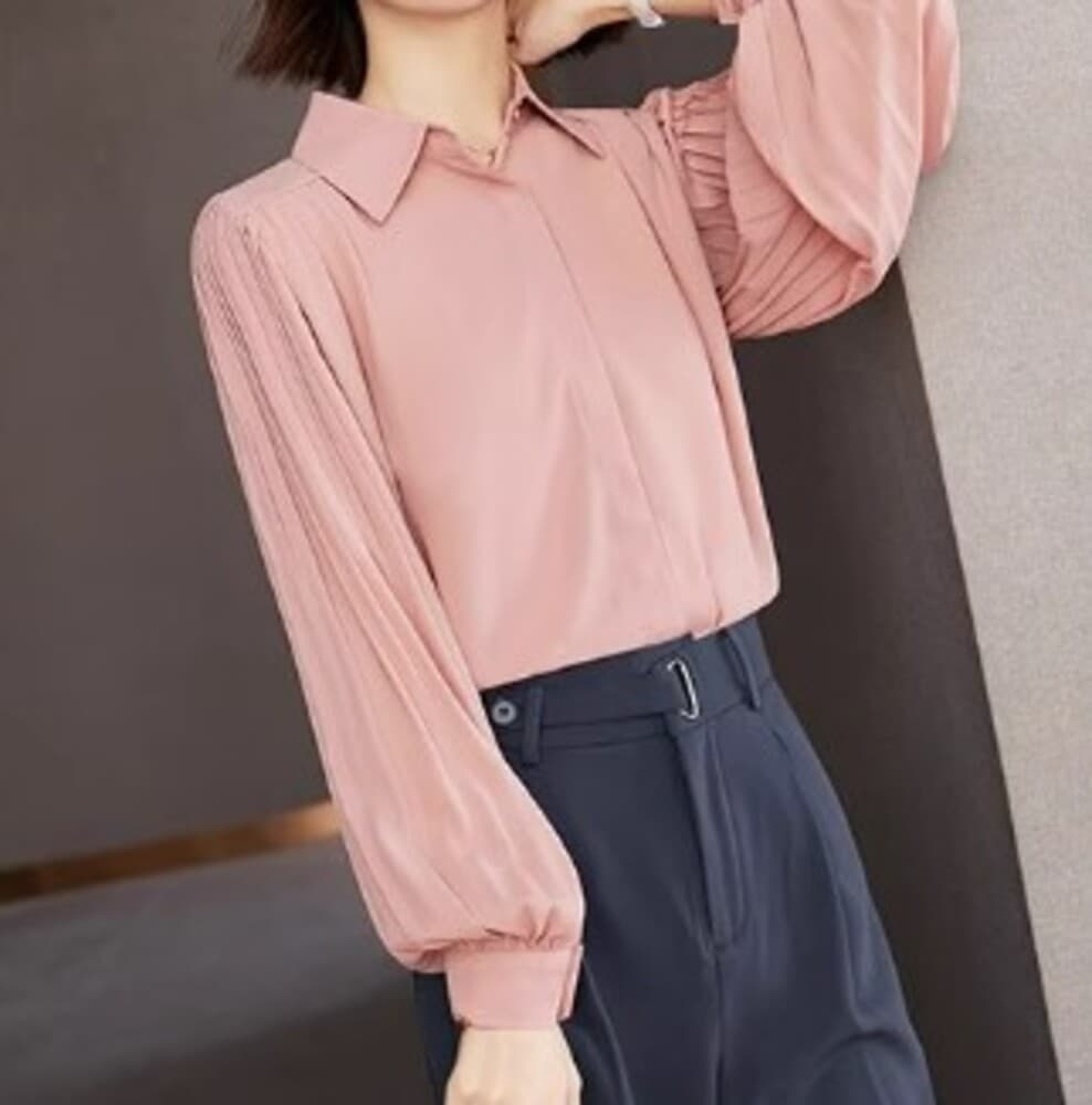 ブルベ夏服 シフォンプリーツブラウス