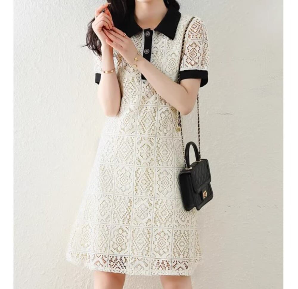 ブルベ冬服 レース ミディワンピース