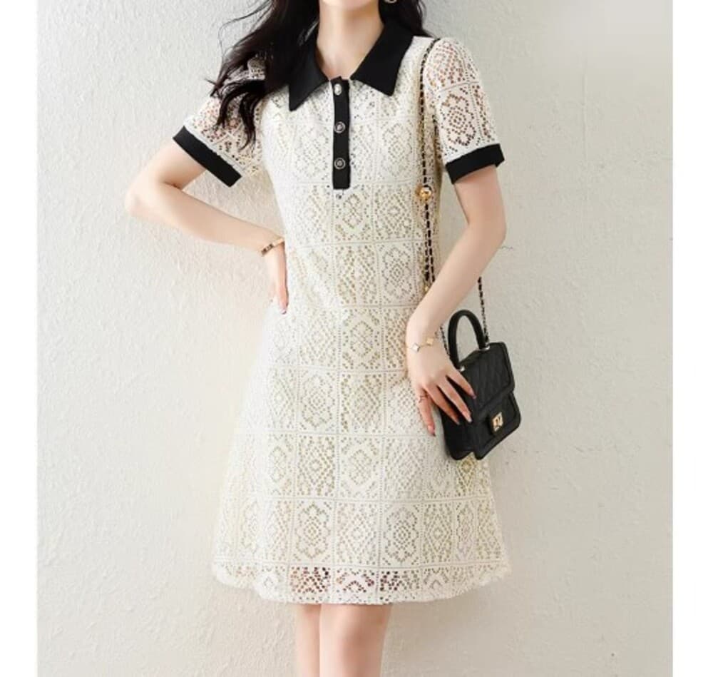 ブルベ冬服 レース ミディワンピース