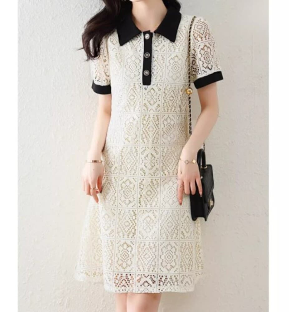 ブルベ冬服 レース ミディワンピース