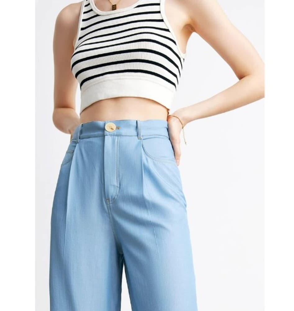 ブルベ夏服 ハイウエストワイド パンツ