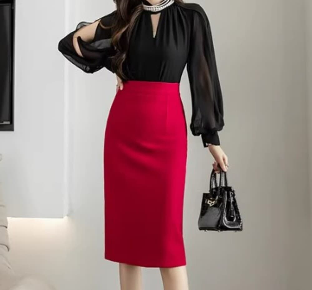 ブルベ夏/ブルベ冬服 タイトミドルスカート