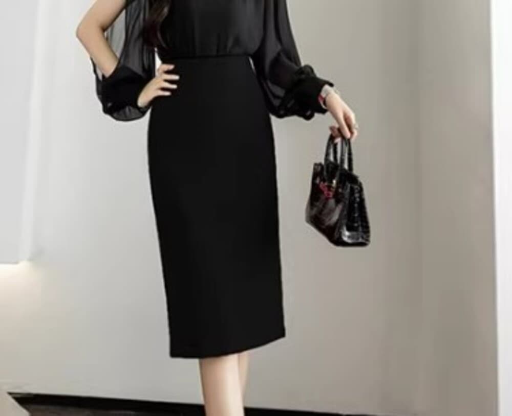 ブルベ夏/ブルベ冬服 タイトミドルスカート