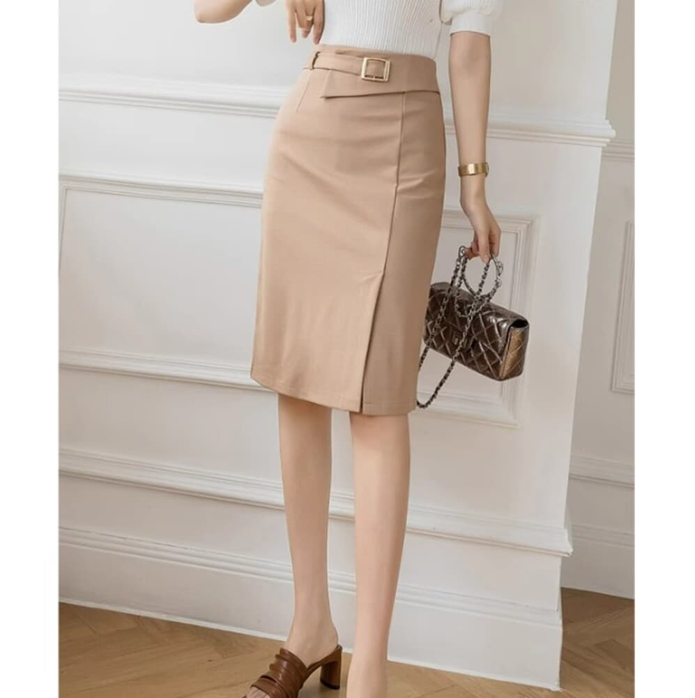 ブルベ夏/ブルベ冬服 ベルト付き ミドルスカート