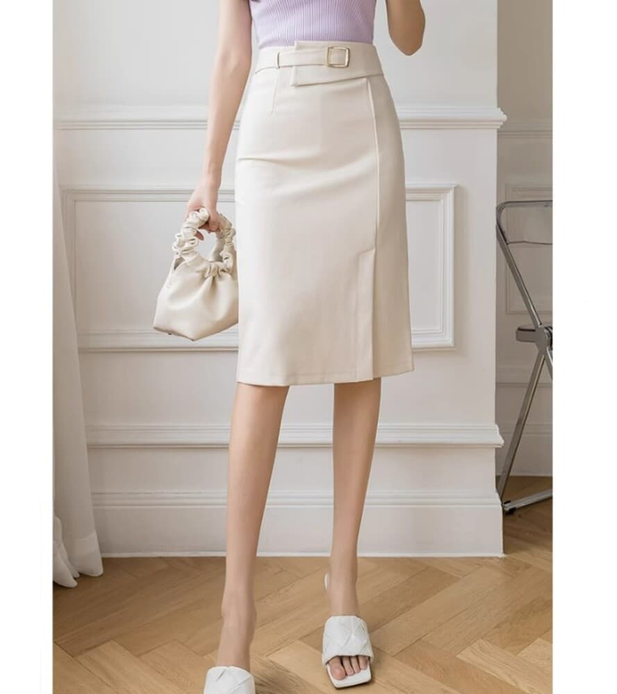 ブルベ夏/ブルベ冬服 ベルト付き ミドルスカート
