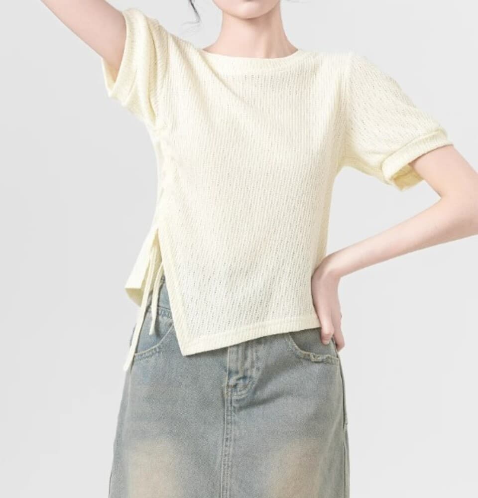ブルベ夏服 アシンメトリー クロップドT