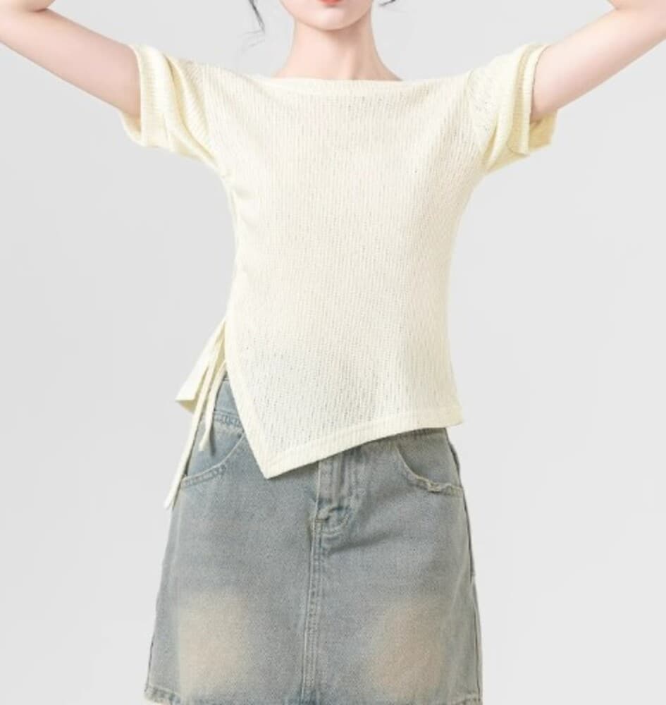 ブルベ夏服 アシンメトリー クロップドT