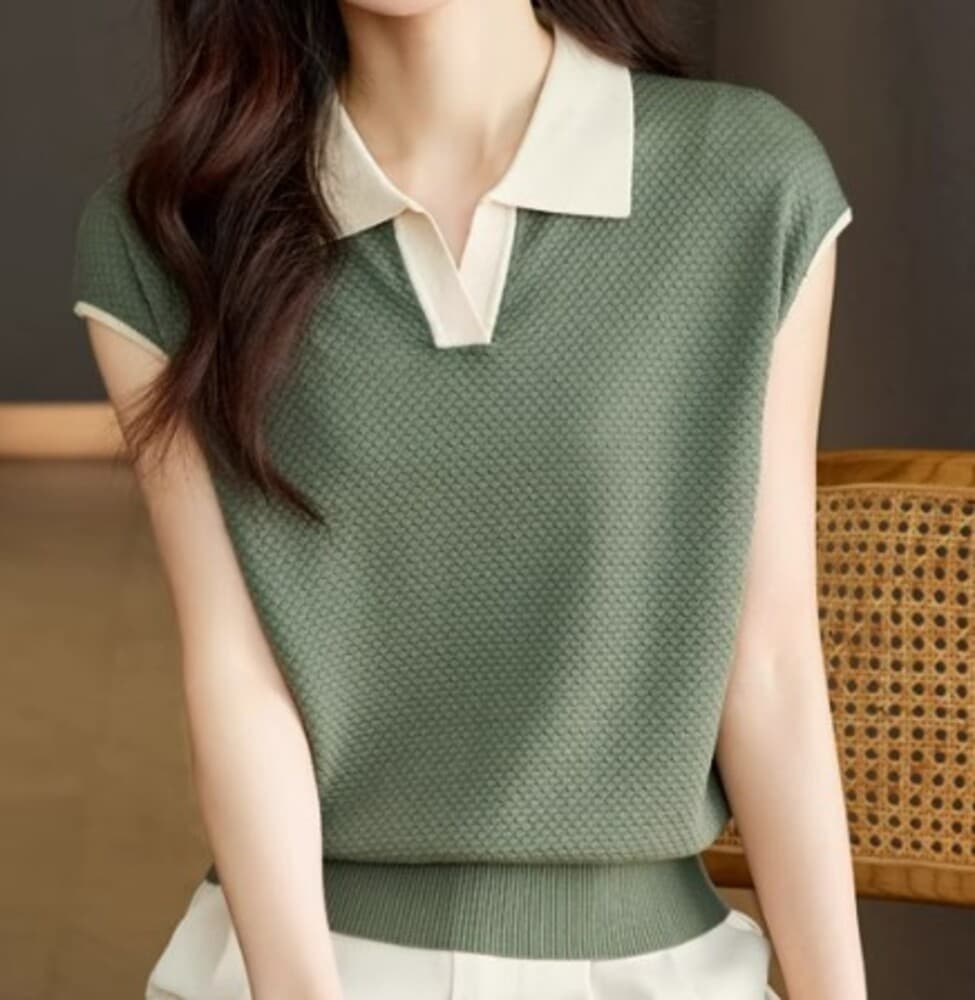 ブルベ夏/ブルベ冬服 襟付きニットシャツ