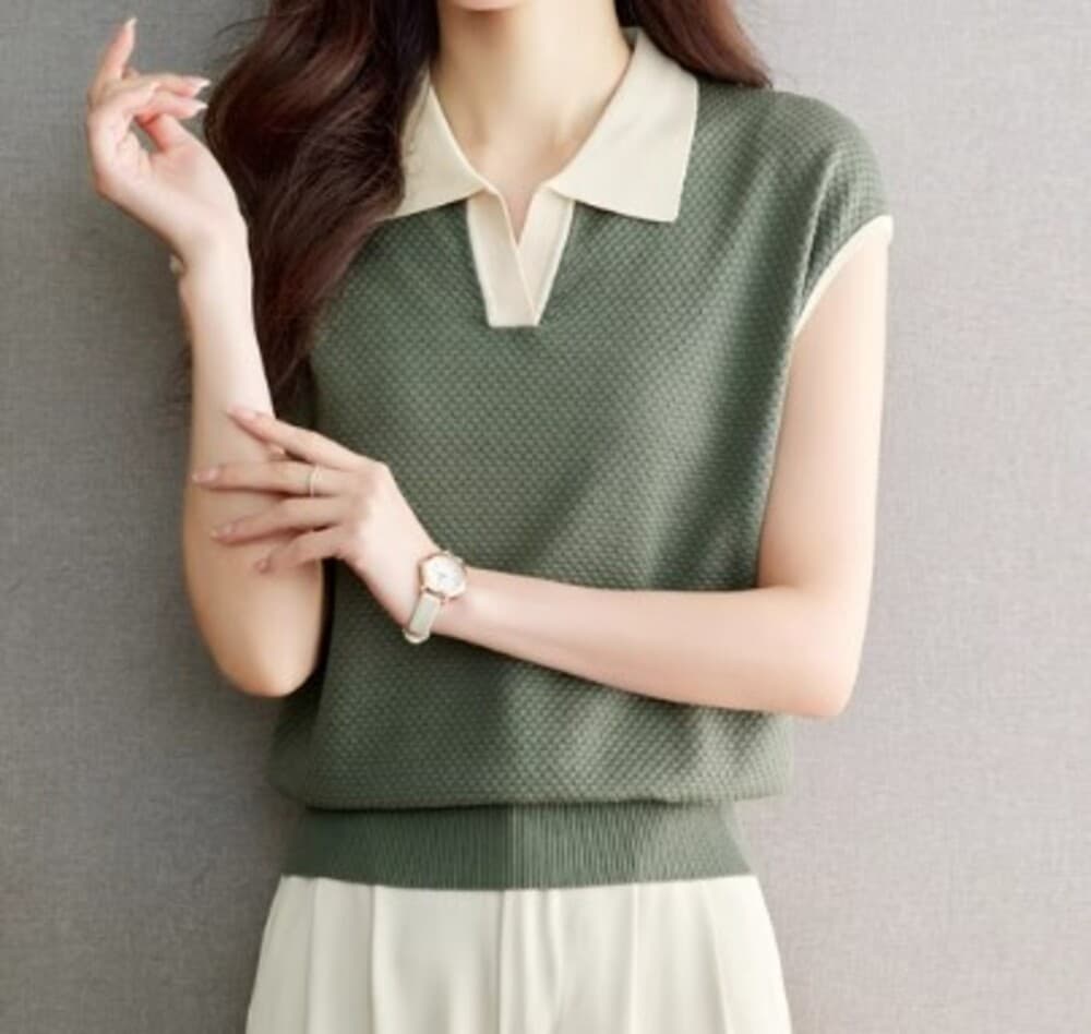 ブルベ夏/ブルベ冬服 襟付きニットシャツ