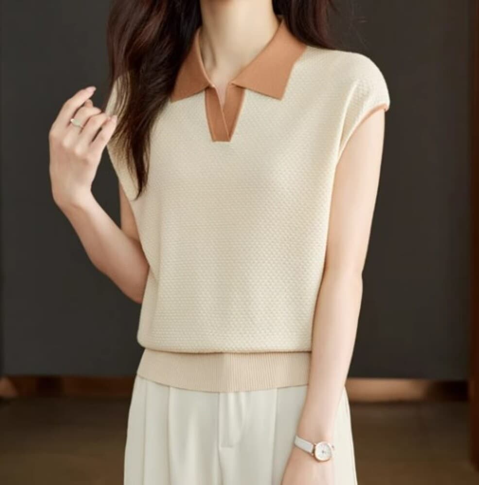 ブルベ夏/ブルベ冬服 襟付きニットシャツ