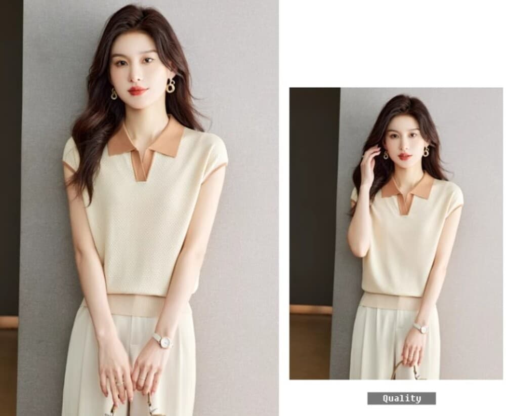 ブルベ夏/ブルベ冬服 襟付きニットシャツ