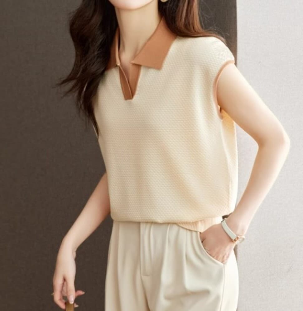 ブルベ夏/ブルベ冬服 襟付きニットシャツ