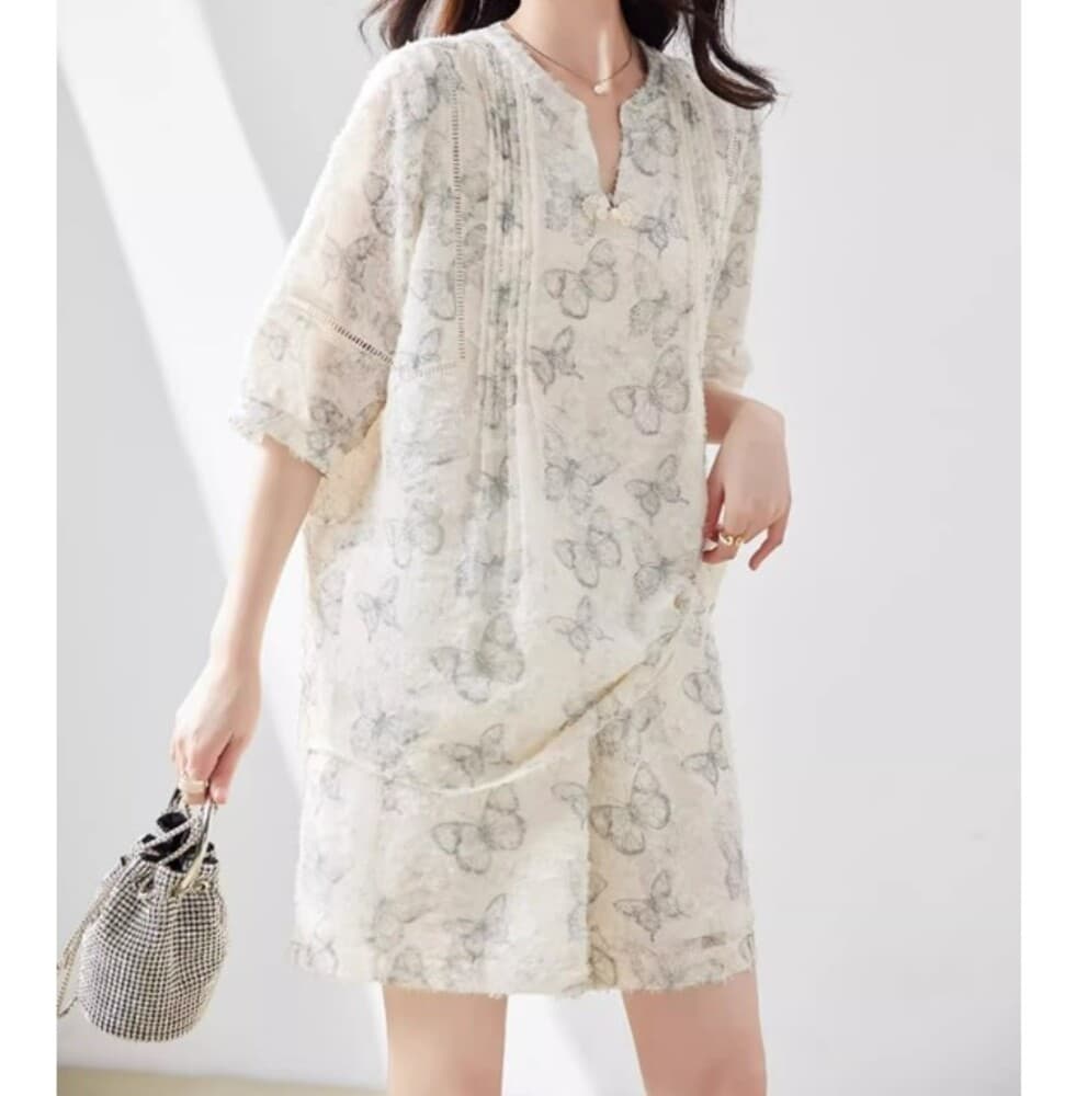 ブルベ夏/ブルベ冬服 花柄シフォンセットアップ