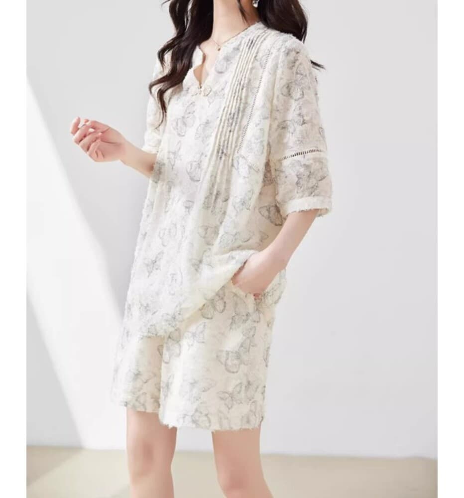 ブルベ夏/ブルベ冬服 花柄シフォンセットアップ