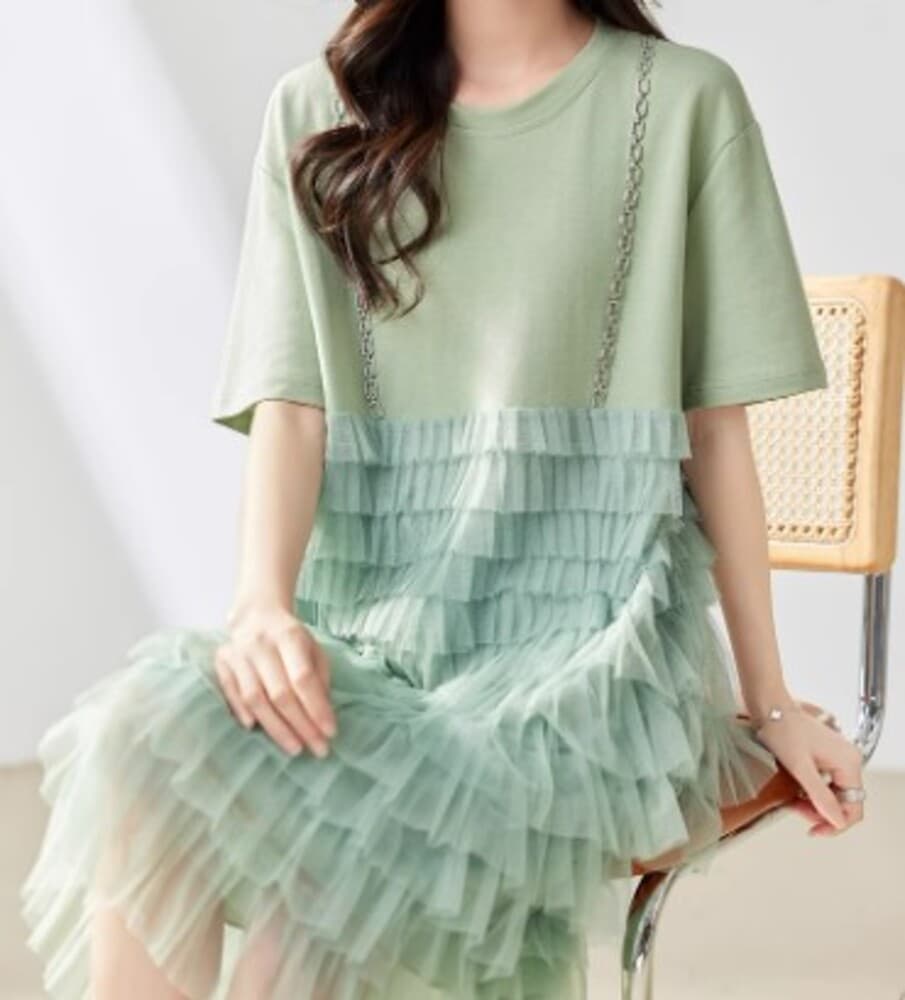 ブルベ夏服 Tシャツ レースワンピース