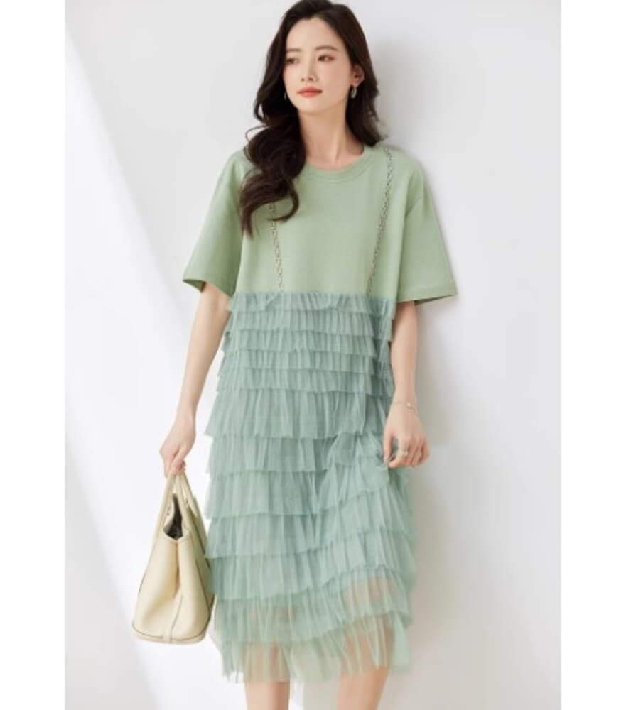 ブルベ夏服 Tシャツ レースワンピース