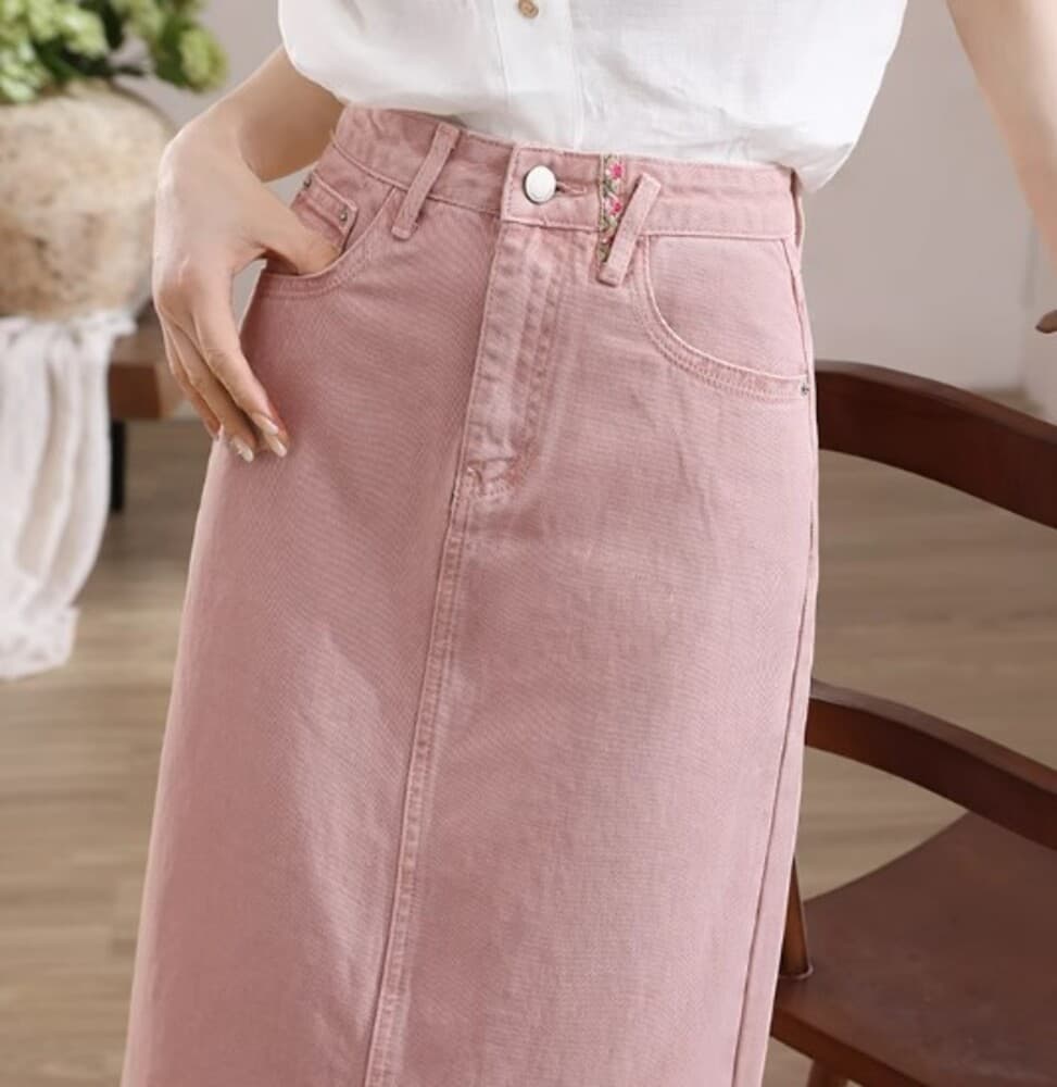 ブルベ夏/ブルベ冬服 デニムロングスカート