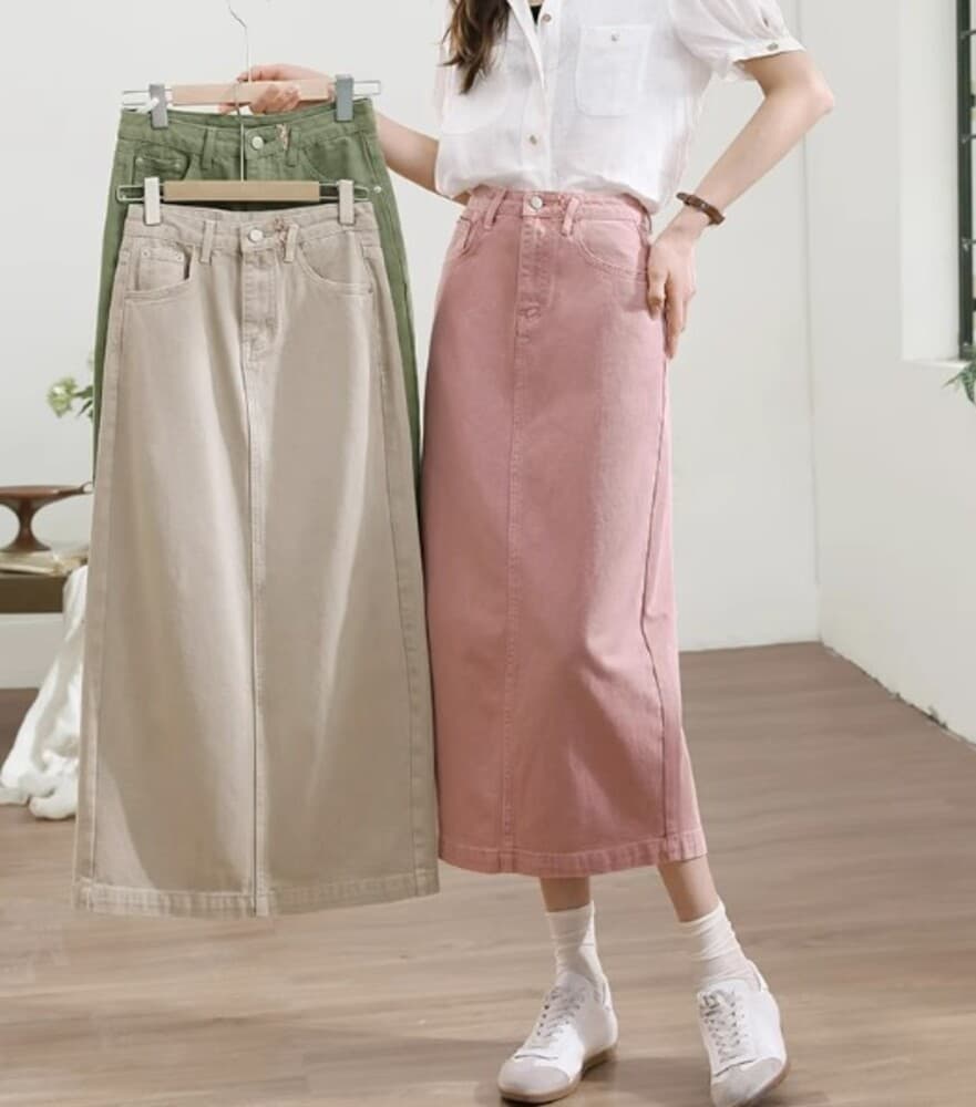 ブルベ夏/ブルベ冬服 デニムロングスカート