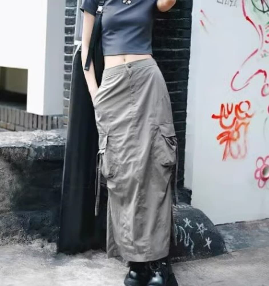 ブルベ夏/ブルベ冬服 カーゴロングスカート