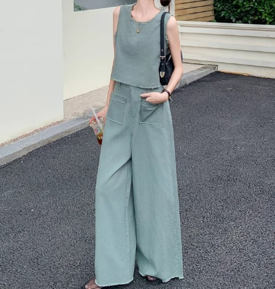 ブルベ夏服 ノースリーブデニム セットアップ