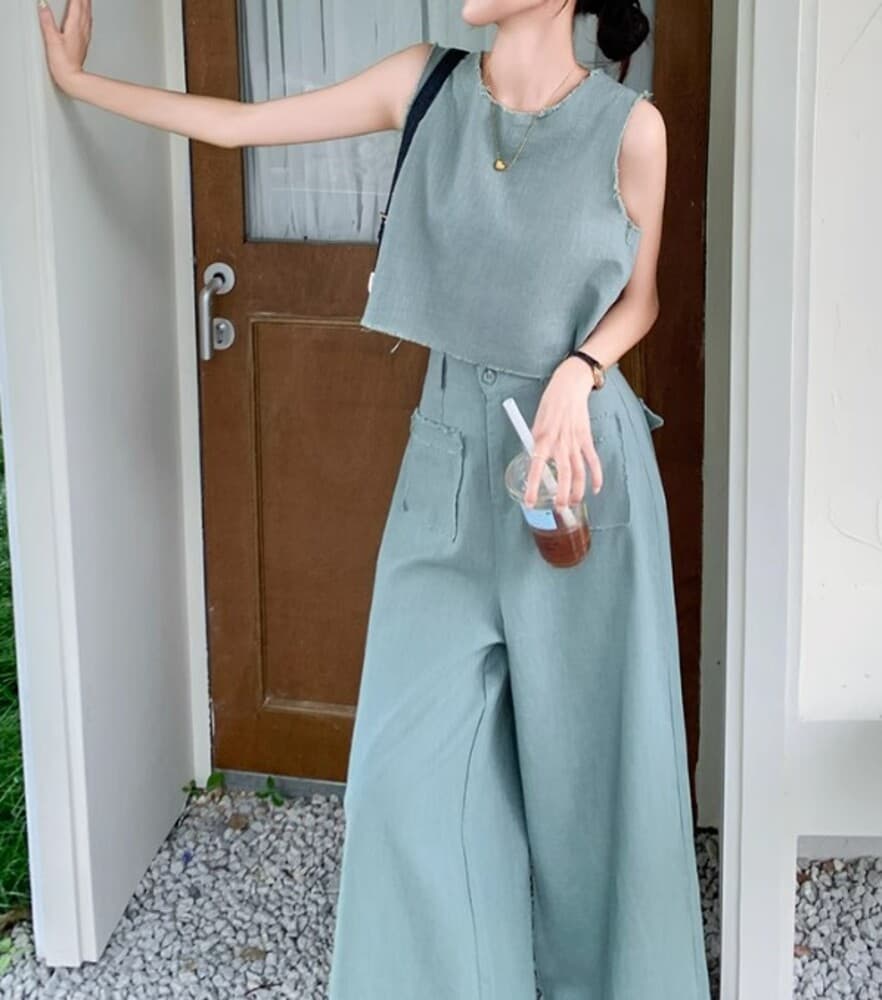 ブルベ夏服 ノースリーブデニム セットアップ