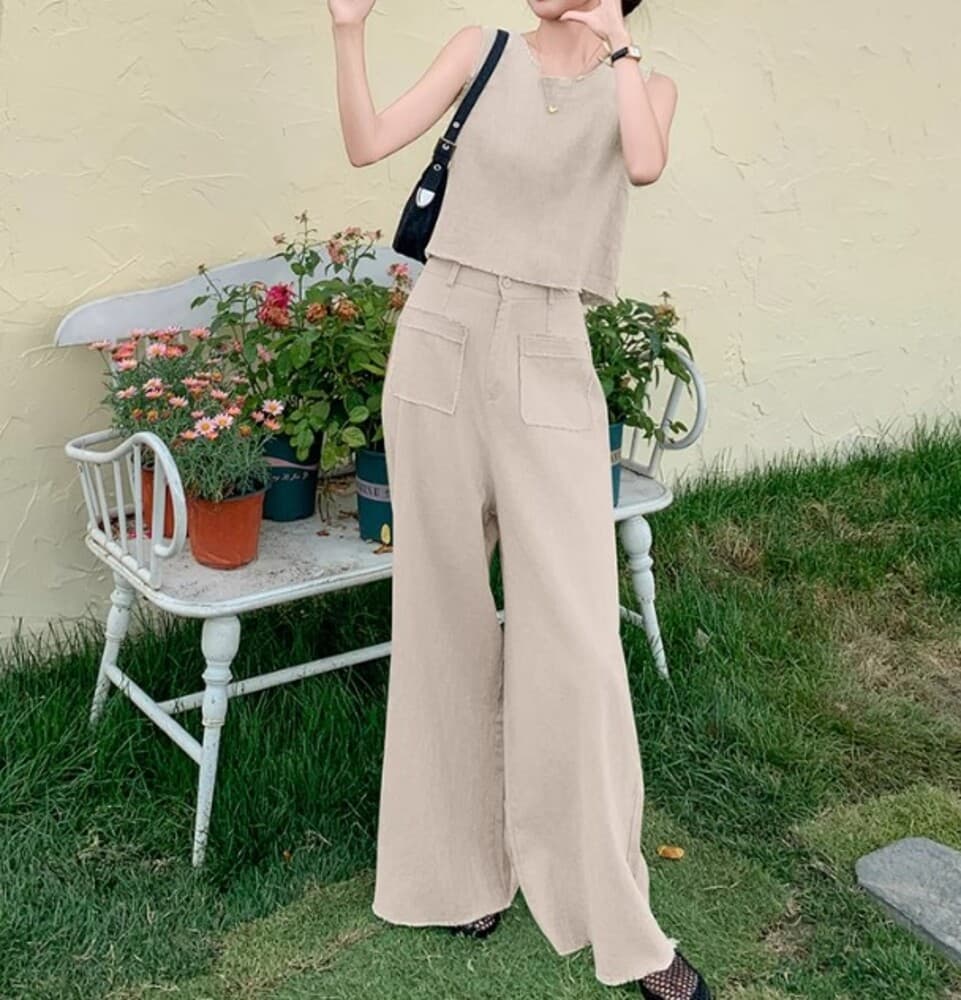 ブルベ夏服 ノースリーブデニム セットアップ