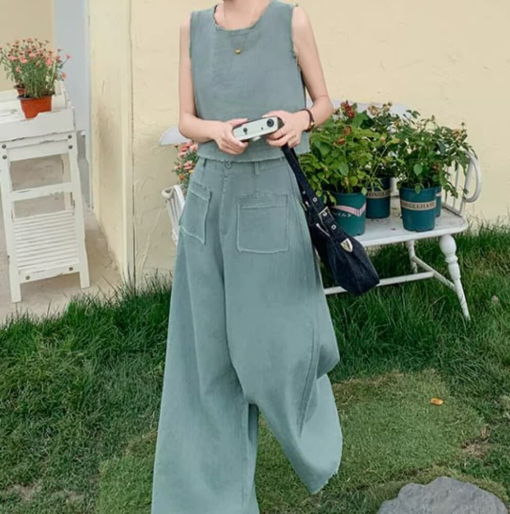 ブルベ夏服 ノースリーブデニム セットアップ