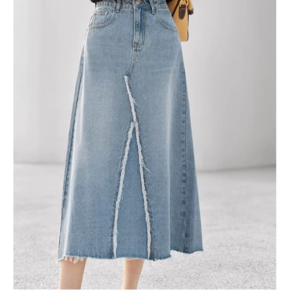 ブルベ夏/ブルベ冬服 マキシレングス デニムスカート