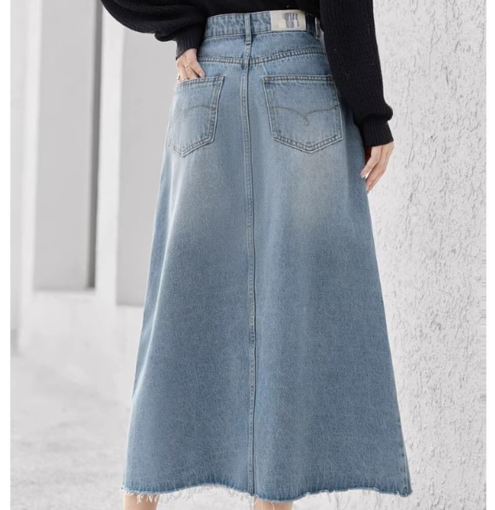 ブルベ夏/ブルベ冬服 マキシレングス デニムスカート