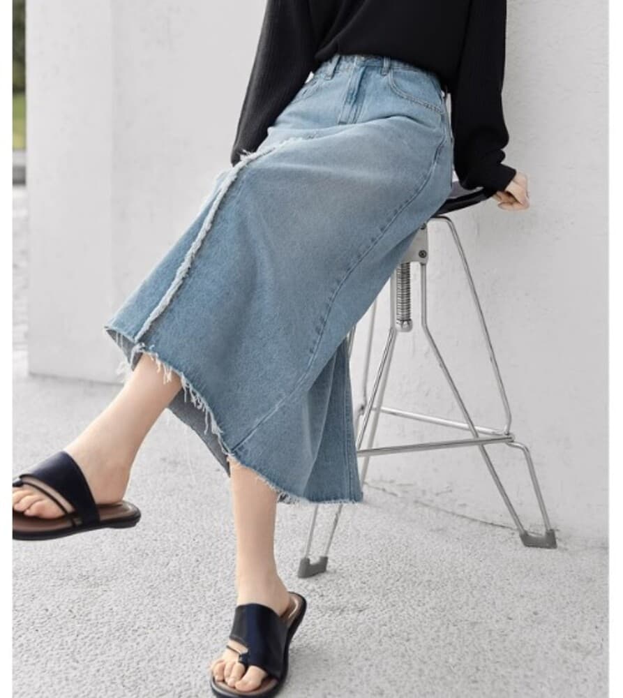 ブルベ夏/ブルベ冬服 マキシレングス デニムスカート
