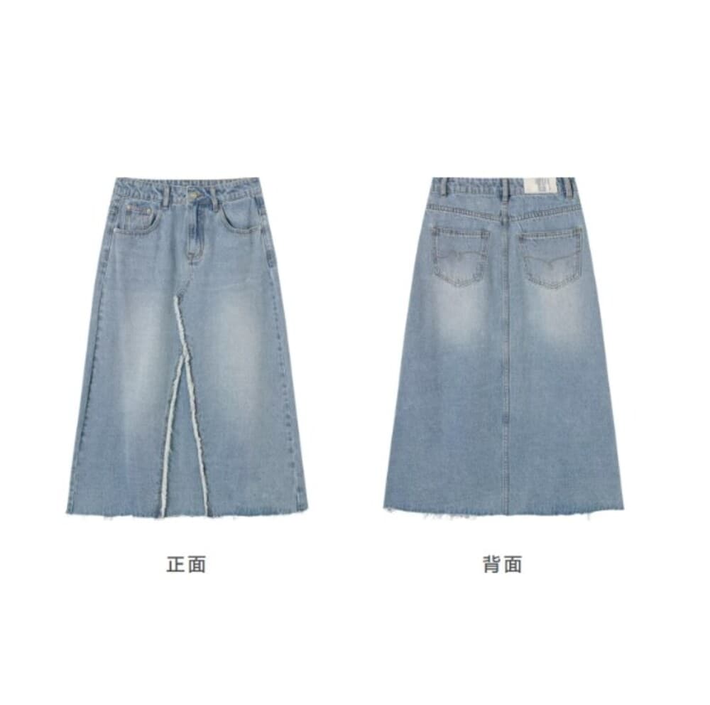 ブルベ夏/ブルベ冬服 マキシレングス デニムスカート