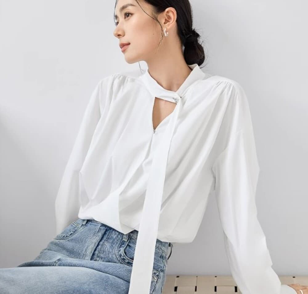 ブルベ夏/ブルベ冬服 オフネック ブラウス