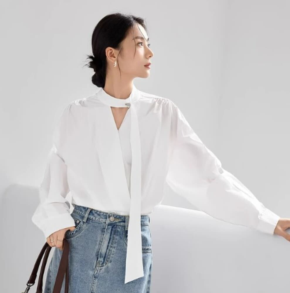 ブルベ夏/ブルベ冬服 オフネック ブラウス