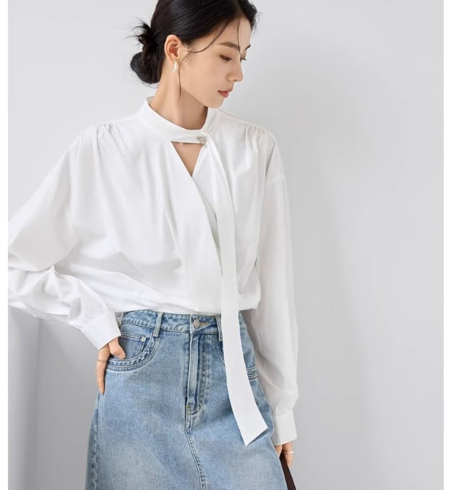 ブルベ夏/ブルベ冬服 オフネック ブラウス